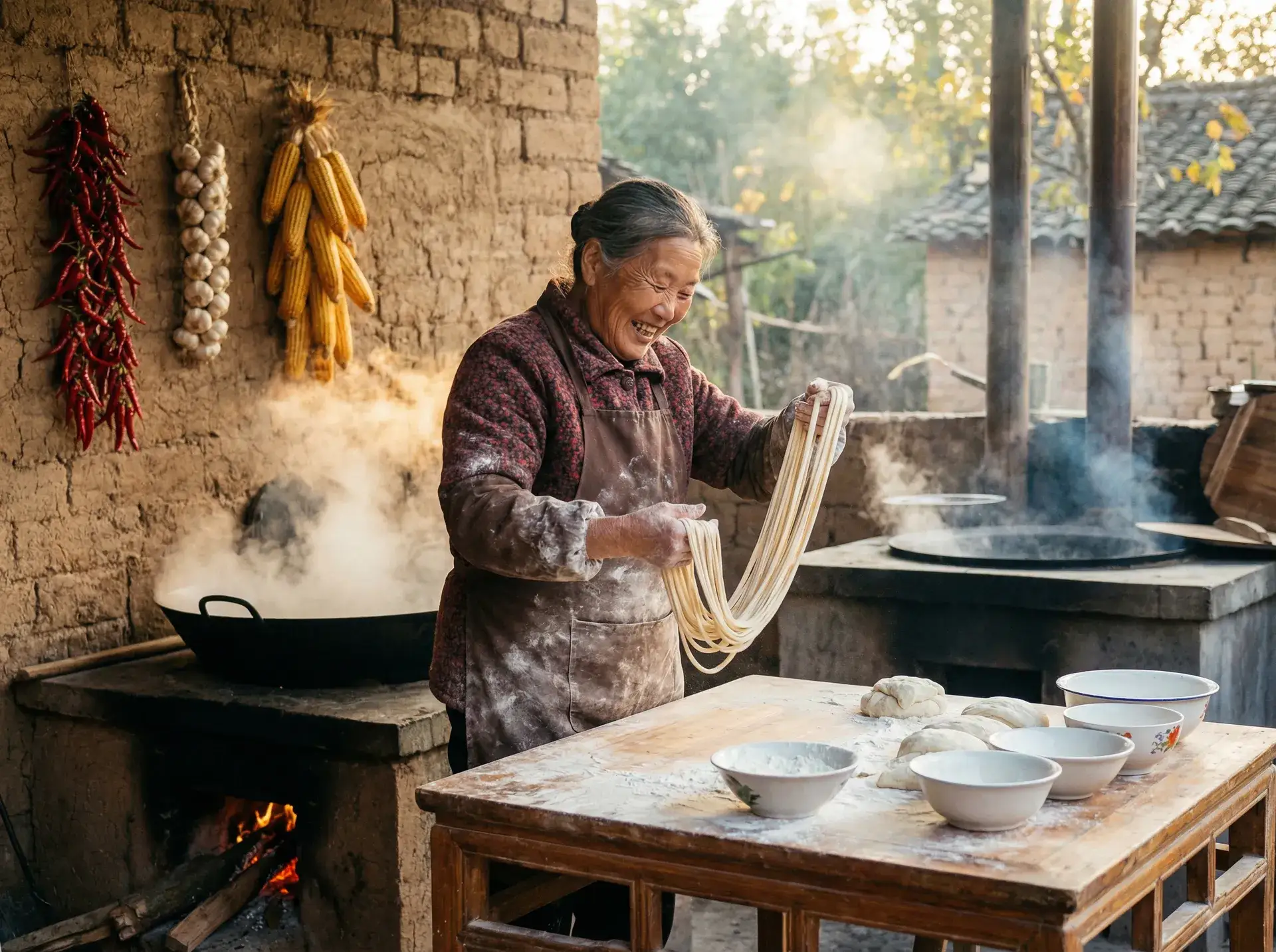农家大嫂手擀面 - 电影太极2 乡村美食